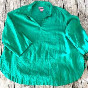 Isaac Mizrahi Green 3/4 Sleeve Polo Tunic